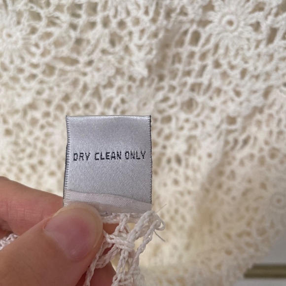 Style Handmade Womens Ivory Crochet Layered Summer Cotton Short Sleeves Top Sz M - Picture 8 of 8